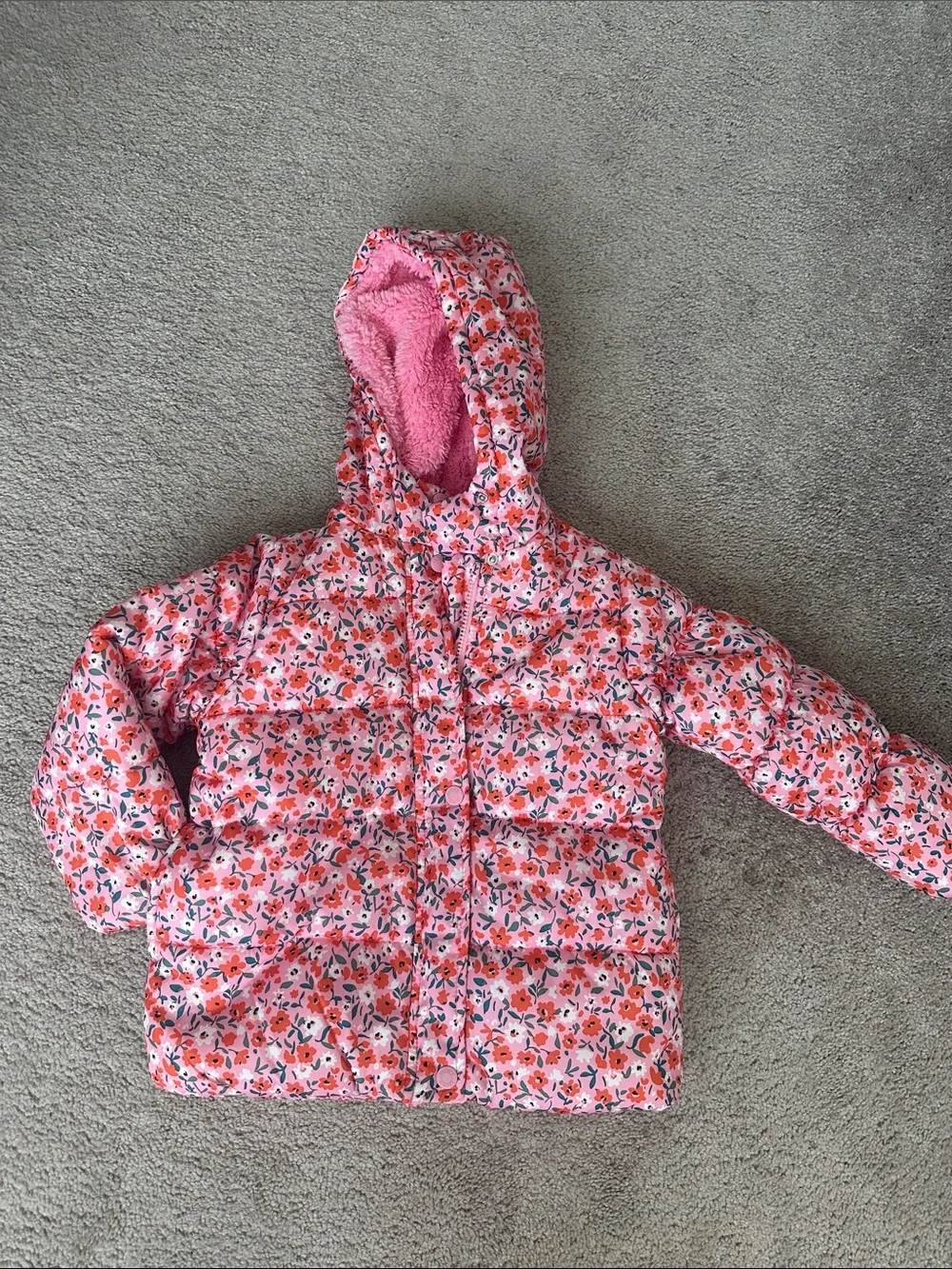 Carter's girls Pink Floral Hooded Puffer Jacket 5/6